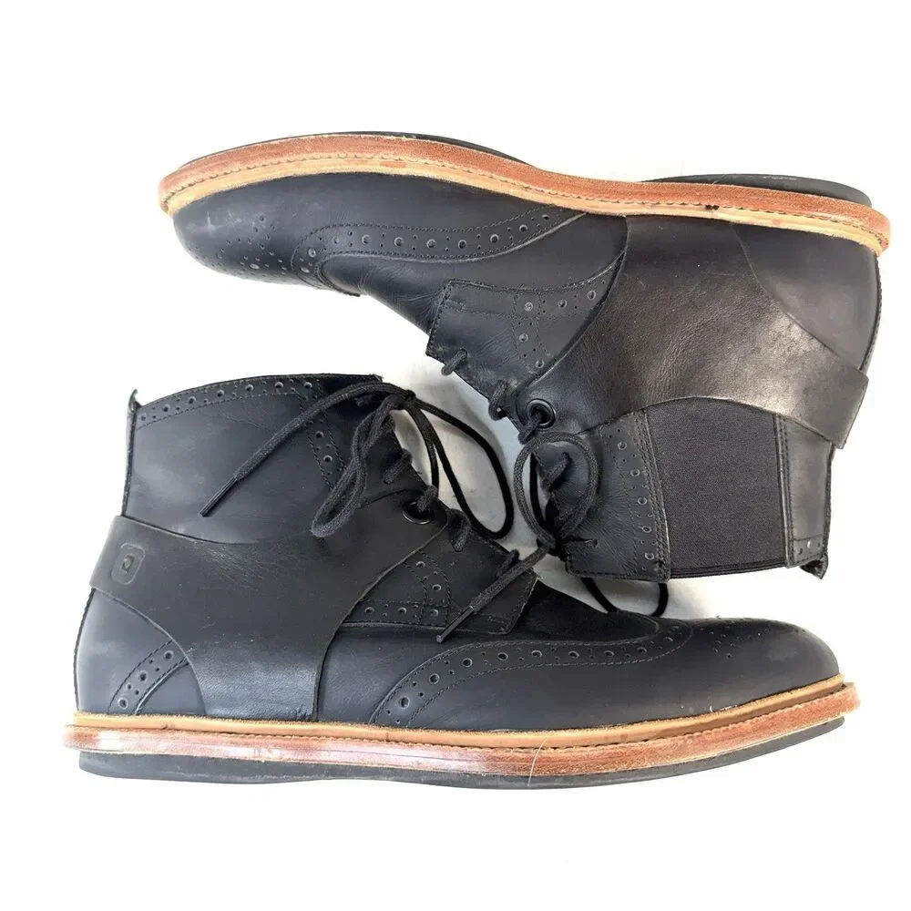 Tsubo Men’s Winslow 8319 Black Leather Wingtip Boots US Size 10 EU43 Uk 9